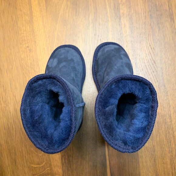 UGG Australian Made Sheepskin Boots Kids 7 Navy Blue Shearling Toddler Boot NEW - Picture 5 of 11
